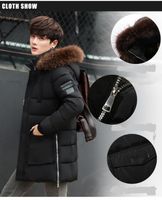 Herbst Und Winter Neue Aussenhandel Neue Big Hair Long Style Baumwolljacke Pure Color Jacket Herren Verdickte Thermo Baumwolljacke