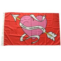 Wholesale Happy Valentine s Day Flag with Pink Heart and Arrow x150 cm Flying Hanging Love Flags