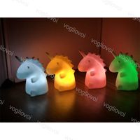 Wholesale Night Lights Unicorn LED Pure White Vinyl PVC Bedside Lamps Resin Baby Nursery Holiday Lighting For Bedroom Table Christmas Gift Decoration DHL