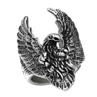 Wholesale Hip Hop Men Rings Animal Eagle Wing Ring Stainless Steel Two Tone Gold Plated Ring Men Rock Ring