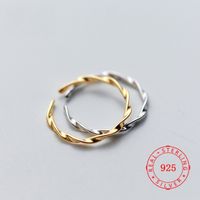Wholesale S925 Sterling Silver twisted wavy twist opening ring trend kinks Gold Plating Simple products jewellry one size fits all China factory low price
