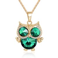 Wholesale Owl Necklaces Choker Necklace Pendant Top Long Link Chain Zinc Alloy Gold Color Animal Jewelry Gift Crystal Necklaces