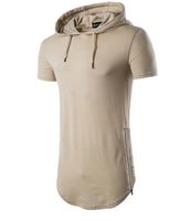 Wholesale Long TShirt Men Hooded Zipper Design Solid Color Men Sport T Shirts Short Sleeve Brief Stylish Fashion