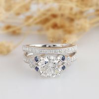 Wholesale Simple popular traditional fashion standard pure silver natural diamond albumen diamond ring bride engagement jewelry love size
