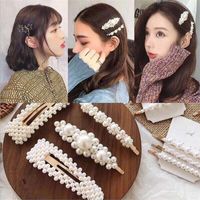 Wholesale INS Women Pearl Hair Clips Korean Style girls bowknot Hairpins Shiny Jewelry Hairclips Barrette for Girls Ladies Hair Accessories E3202