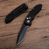 Wholesale New SW50BS Automatic Survival Tactical Pocket Folding Knife C Black Half Serration Blade Aluminum Handle With Retial Box Package