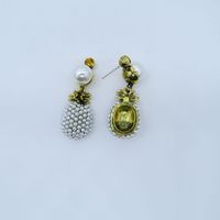 Wholesale Fashion Brand Vintage Multi Pearl Pineapple Stud earrings for Women Punk Jewelry Ananas Fruit Brincos pendant Gold Earrings