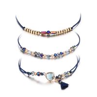 Wholesale Elegant Design Handmade Woven Blue Cord Colorful Crystal Bead Strands Bracelets