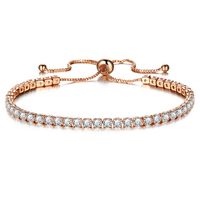 Wholesale New Round Tennis Bracelet For Women Rose Gold Silver Color Cubic Zirconia Charm Bracelets Bangles Femme Wedding Jewelry