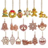 Wholesale Gingerbread Man Christmas Tree Pendant Wind Chime Bird Angel Christmas Tree hanging Ornament with gold rope PVC Craft Christmas Decorations