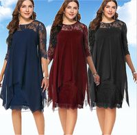 Wholesale Spring and Summer New Kind of Knee Length Chiffon Dresses with Seven Sleeve Medium and Long Sleeves for Overseas Trade