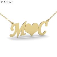 Wholesale V Attract Personalized Heart Name Necklace Gold Stainless Steel Custom Handmade Jewelry Necklace Christmas Gift Choker