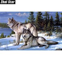 Wholesale Wolf counted cross stitch kits paste painting the living room needlework kits R Square Diamond Embroidery zx