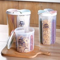 Wholesale 4Grids Plastic Kitchen Cereal Dispenser Storage Box Rotating Dry Rice Container Storage Case Flour Grain Bottle Jar