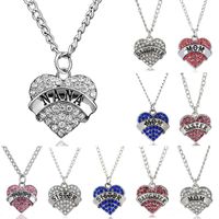 Wholesale Mother Day Best Gift Mom Daughter Sister Grandma Nana Aunt Family Necklace Crystal Heart Pendant Rhinestone Women Jewelry