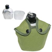 Outdoor Stainless Steel Military Patrol Water Bottle Canteen+Green Cover+Cup Set