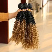 Wholesale 3pcs kinky curly fiber Hair Weft ombre color b High Temperature synthetic Hair Weave Hair Extension