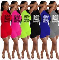 Wholesale BLACK LIVES MATTER Summer Women Sexy Top Jumpsuits Fashion Letters Slim Rompers Sleeveless Tank Skinny Bodysuits Candy Color Overalls D62208