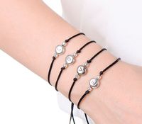 Wholesale new Handmade black Thread String Rope A S Letter Beads Bracelet For Women Men Silver Color Initials Name Bracelets Couple Jewelry