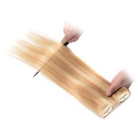 Wholesale 14 quot quot quot quot quot quot Real Remy Clip In Human Hair Extensions piano Color full head set clip hair extensions