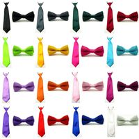 Wholesale 2 Kid Boys Bowties Solid Ties NEW Bowties Neck Tie Toddle Formal Accessories School Wedding Party Shirt