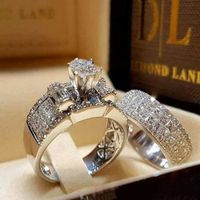 Wholesale Diamond Combination Wedding Ring Sets Engagement Knuckle Rings band for Women Fashion Jewelry Gift