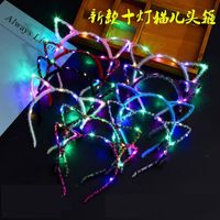 Wholesale Hot Sale Cat Ears Head Band LED Light Up Party Glowing Supplies For Girls And Boys Headband Halloween Xmas Gifts k0813