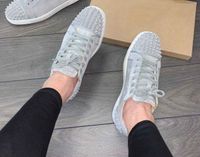 Wholesale Brand New Grey Suede Sneakers With Spikes Exquisite Red Bottom Sneakers Shoes For Women Men Luxury Designer Casual Walking Big Sale