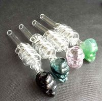 Wholesale Ghost Skull Coiled spiral Oil Burner Glass Pyrex Pipe Four Colors Stright Tube Smoking Pipes cm Length For Bongs Hookahs Tools