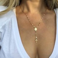 Wholesale Cross Necklace for Women Virgin Maria Pendant Necklaces Gold Plated Gift Idea