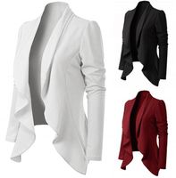 Wholesale Women Slim Fit Blazers Long Sleeve Solid Color Lapel Neck Wavy Irregular Hem Suit Famale Casual Clothes