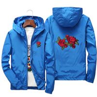 Wholesale Rose Embroidery Jackets Men Women Flower Embroidered Polyester Hip Hop Casual Jackets Plus Size S XL