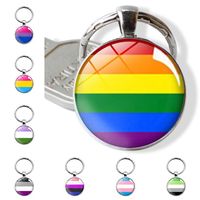 Wholesale Accessories Gay Pride Rainbow Homosexuality Time Key Buckle Pendant Metal Key Ring