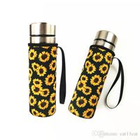 Wholesale DHL Sunflower Neoprene Water Bottle Sleeve Insulated Holder Bag Portable Drink Bottle Cooler Carrier Pouch for Outdoor Sports