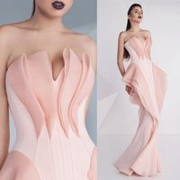 Wholesale Unique Mermaid Evening Dresses Sleeveless Sweetheart Ruffles Prom Gowns Sweep Train Spring Mnmcouture Red Carpet Formal Party Dress