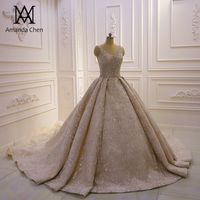 Wholesale Champagne V Neck Full Lace Ball Gown Wedding Dresses Luxury Open Back Plus Size Saudi Arabia Dubai Bridal Gown With Corset Back