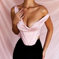 Wholesale Fashion Sexy Blush Satin Bustier Corset Sleeveless Crop Top Cropped Feminino Sexy Backless Party Top Fiesta Mujer Zipper