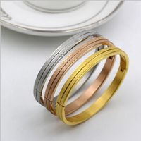 Wholesale 3 Color dull polish bracelet top grade titanium steel cuff snap joint bangle fashion jewelry rose gold bracelets wristlet jewel