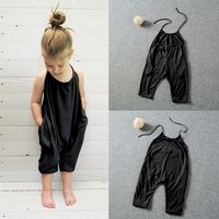 Wholesale INS Summer Kids Baby Cotton Black Pink Jumpsuits Toddler Boys Girls Romper Playsuit Blackless Harem Trouser Long Pant for years