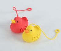 Wholesale Little Yellow Duck Silicone Tea Infuser Strainers Filter Yellow blue red Color random transmission SN4036