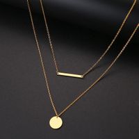 Wholesale Choker Necklace for Women Double Pendant Round and Stick Metal Alloy Pendant Creative Jewellery Gold Silver Fashion Jewelry Gift set