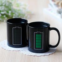 Wholesale Hot sales Battery Magic Mug Positive Energy Color Changing Cup Ceramic Discoloration Coffee Tea Milk Mugs Novelty Gifts