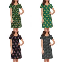 Les Femmes De Lavage Chemise De Nuit Douce à Manches Courtes Chemise De Nuit Texas Baylor Bears De Football Cravate Teinture Jaune Vert Drapeau Rouge