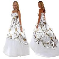 Wholesale 2020 Camo Wedding Dresses Sweetheart White A Line Bridal Gowns Lace Up Back Custom Camouflage Vestidos De Wedding Wear
