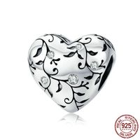 Wholesale Real Sterling Silver Bead Love Heart Charms Fit Original Bracelet Pendant DIY Fashion Jewelry