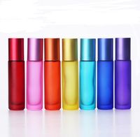 Wholesale High Quality Blue Green Pink Black Amber Mini ml ROLL ON GLASS BOTTLE For Fragrances ESSENTIAL OILS Stainless Steel Roller Ball SN3223
