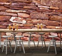 Wholesale Large Custom Mural Wallpaper D Modern popular Red stone brick wall Murals restaurant Background Wall Art Painting Wall Papers