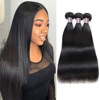 Wholesale Ishow Straight Unprocessed Brazilian Virgin Human Hair Bundles Peruvian Extensions For Women Girls Natural Black Color inch