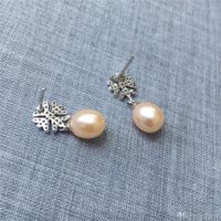 Femmes 5-6x7-8mm Double Perles Argent Chaîne Crochet Goutte Dangle Boucles d/'oreilles cadeau