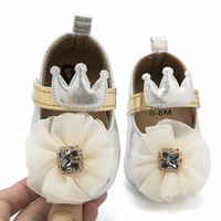 Wholesale baby designer shoes large floral crown kids designer shoes princess baby girl shoes Moccasins Soft First Walker Infant Shoe A2384